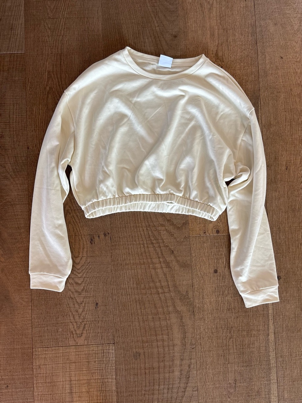 gymshark pale yellow long sleeve crop cropped pullover sweatshirt